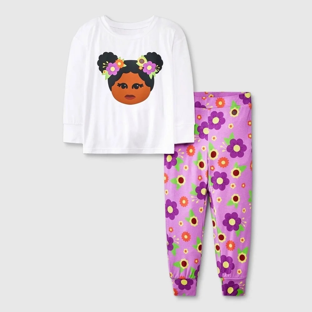 Elle Olivia Toddler Girls 2Pc Long Sleeve & Pants Floral Pajama Set - Purple 2t